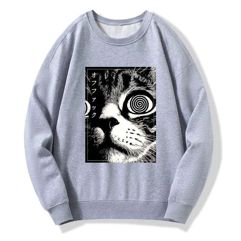 Scary Cat Japanese Sweatshirt Gift Idea