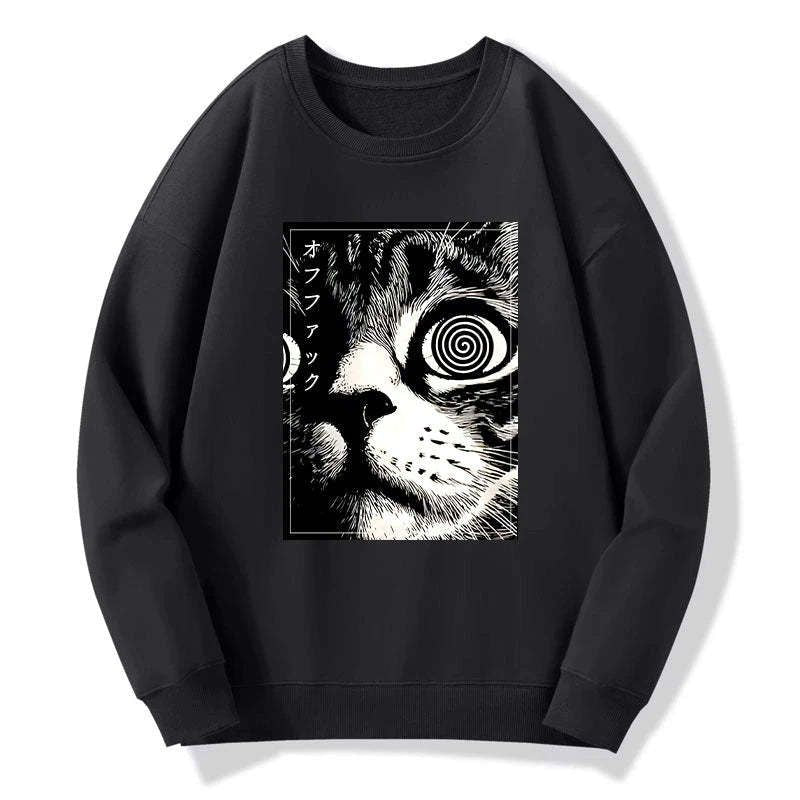 Japanese Scary Cat Sweatshirt for Men