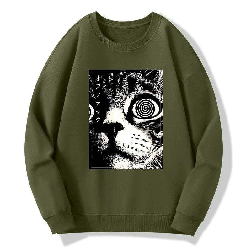 Japanese Scary Cat Sweatshirt for Men