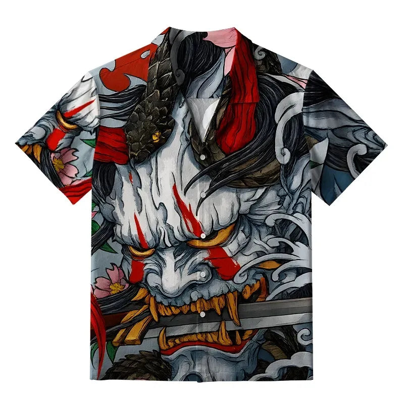 Kyoto-Lion Evil Ghost Sword Aloha Hawaiian Shirt
