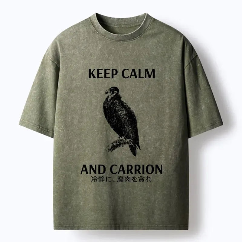Kyoto-Lion Funny Meme Vulture Dark Humor Quote Washed T-Shirt