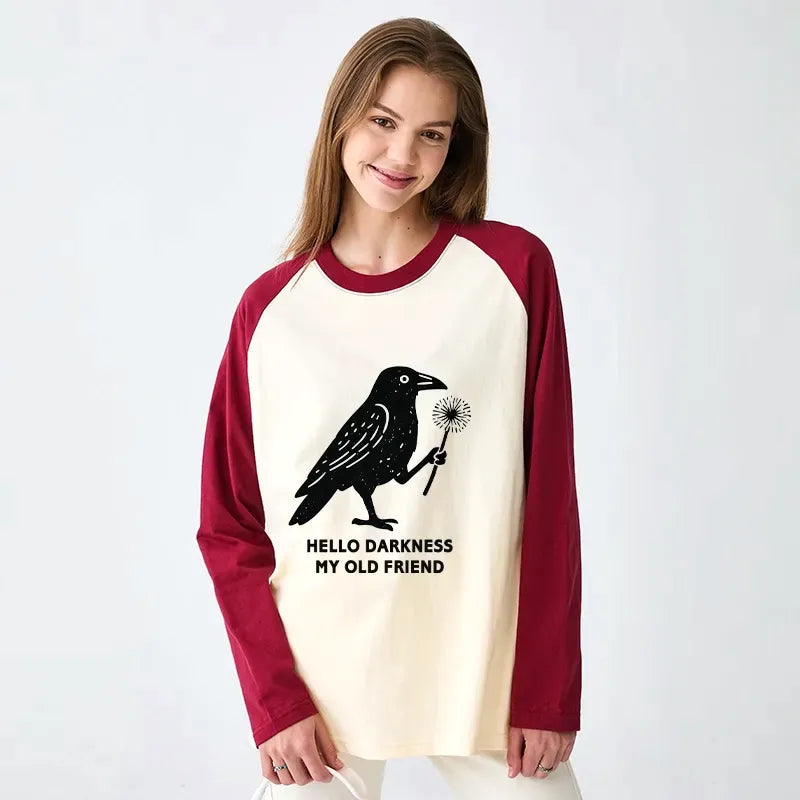 Kyoto-Lion My Old Friend The Crow Raglan Long Sleeve T-shirt