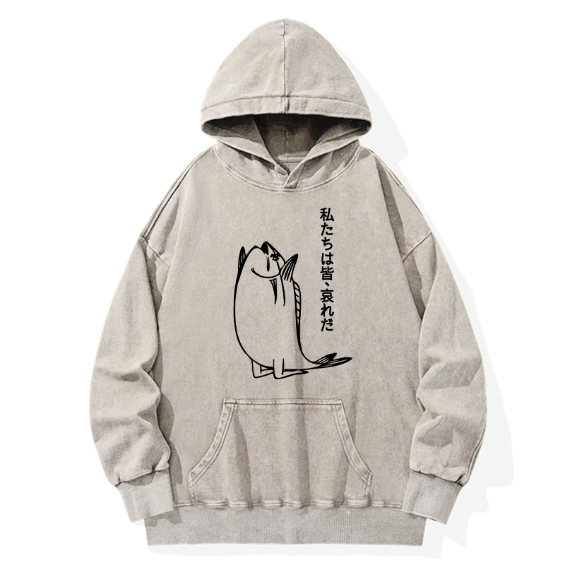Japanese washed hoodie for daily wear