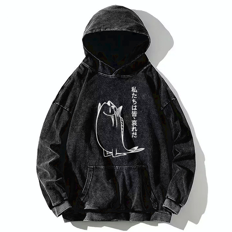 Japanese washed hoodie for daily wear
