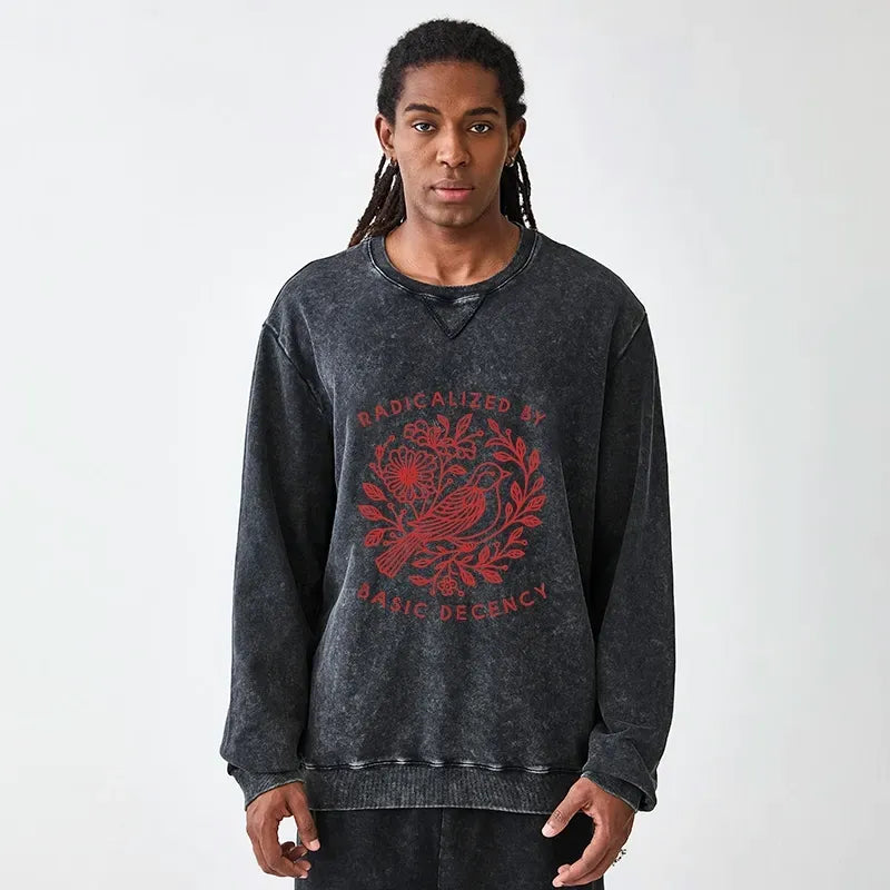 Japanese vintage washed sweatshirt for daily wear