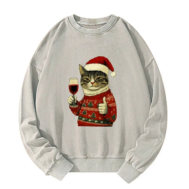 Japanese Christmas Cat Sweatshirt on Sale