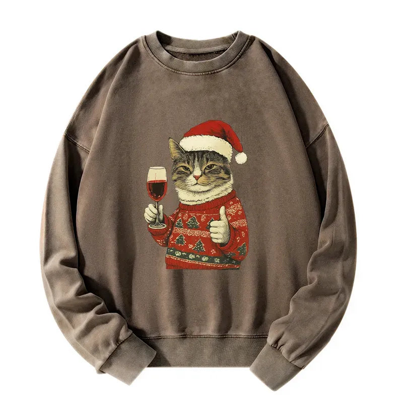 Japanese Christmas Cat Sweatshirt on Sale