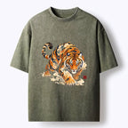 Kyoto-Lion Vintage Cloud Tiger Print Washed T-Shirt