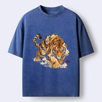 Kyoto-Lion Vintage Cloud Tiger Print Washed T-Shirt