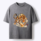 Kyoto-Lion Vintage Cloud Tiger Print Washed T-Shirt
