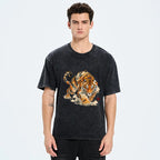 Kyoto-Lion Vintage Cloud Tiger Print Washed T-Shirt