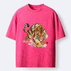 Kyoto-Lion Vintage Cloud Tiger Print Washed T-Shirt