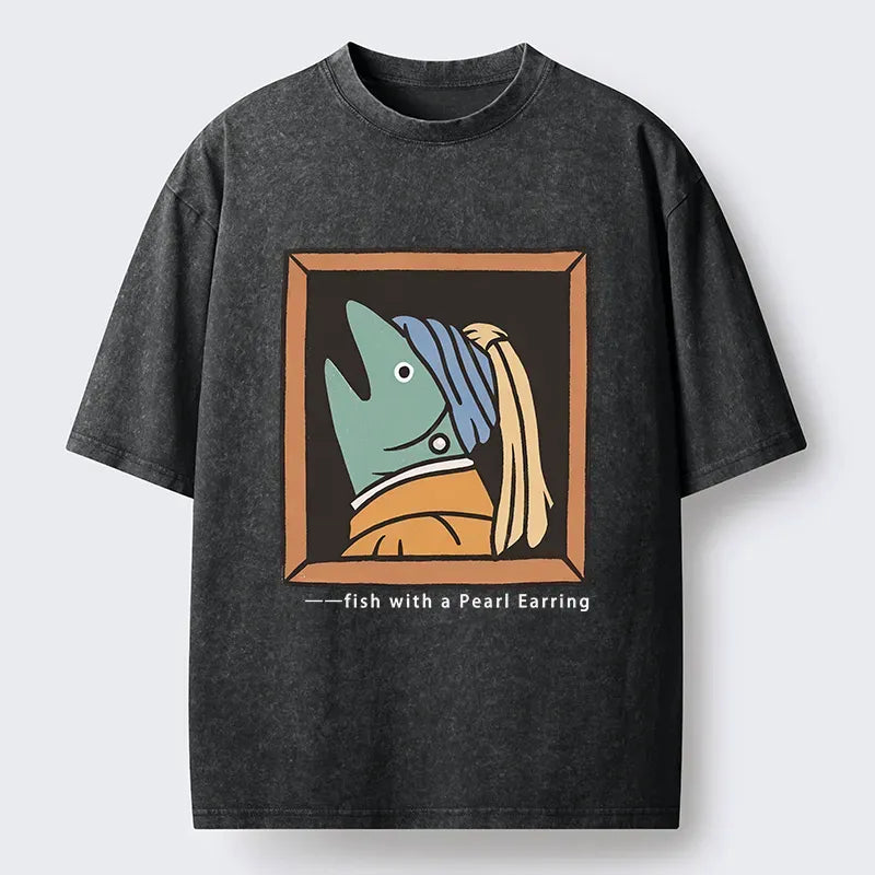 Kyoto-Lion Fish With A Pearl Earring Washed T-Shirt