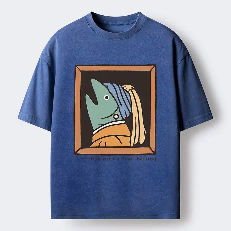 Kyoto-Lion Fish With A Pearl Earring Washed T-Shirt