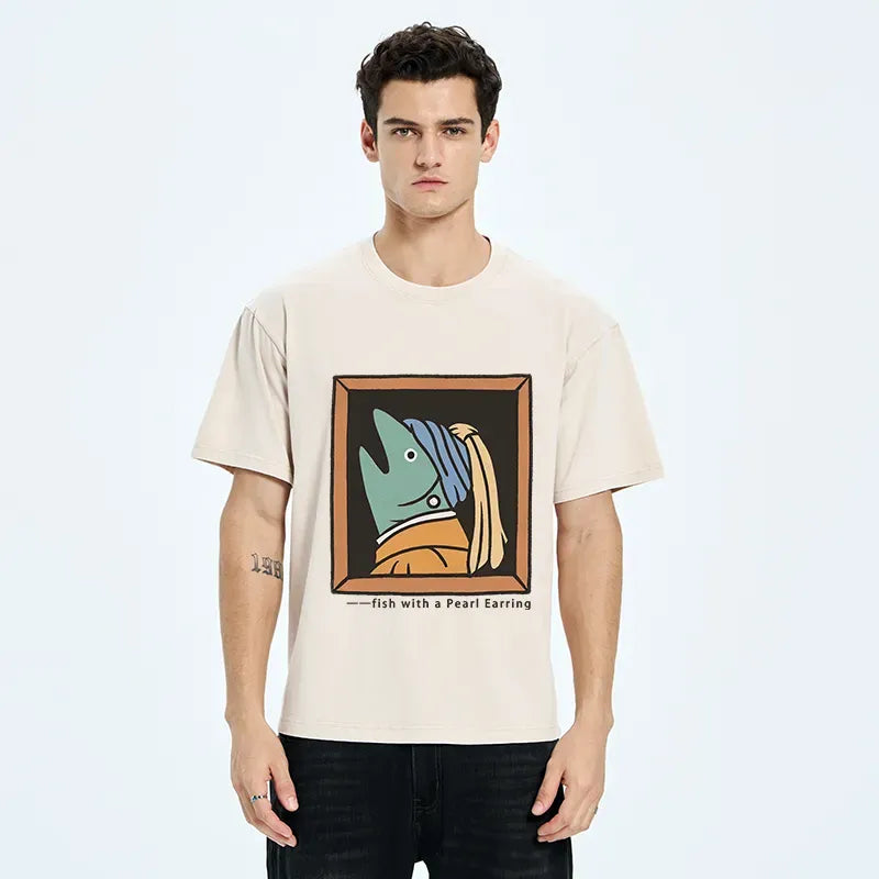 Kyoto-Lion Fish With A Pearl Earring Washed T-Shirt