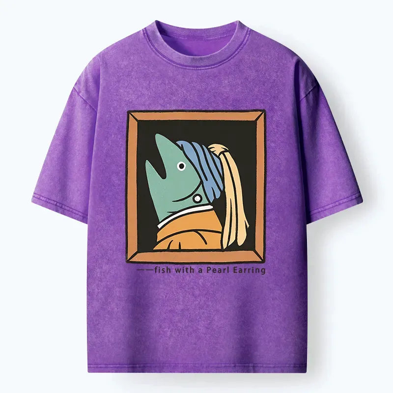 Kyoto Lion Fish Pearl Earring T-Shirt for Streetwear