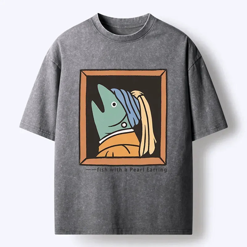 Kyoto-Lion Fish With A Pearl Earring Washed T-Shirt