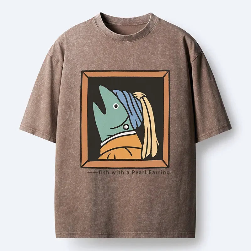 Kyoto-Lion Fish With A Pearl Earring Washed T-Shirt