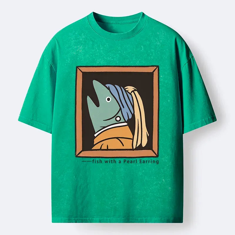 Kyoto-Lion Fish With A Pearl Earring Washed T-Shirt