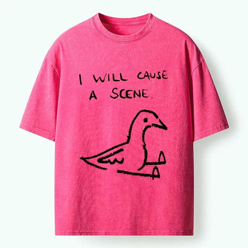Kyoto-Lion Pigeon Cause Trouble Meme Washed T-Shirt