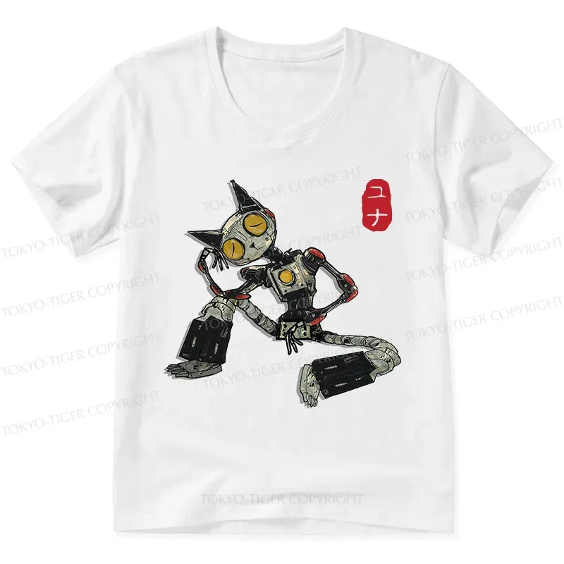 Trendy Japanese Robot Cat Tee for Summer