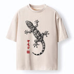 Kyoto-Lion Ink Gecko Art Washed T-Shirt