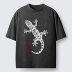 Kyoto-Lion Ink Gecko Art Washed T-Shirt