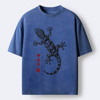 Kyoto-Lion Ink Gecko Art Washed T-Shirt