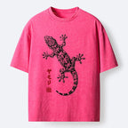 Kyoto-Lion Ink Gecko Art Washed T-Shirt
