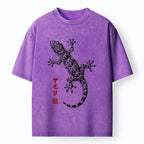 Kyoto-Lion Ink Gecko Art Washed T-Shirt