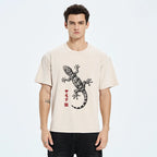 Kyoto-Lion Ink Gecko Art Washed T-Shirt