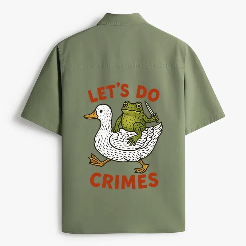 Kyoto-Lion Frog Ready To Commit Crime Work Shirt