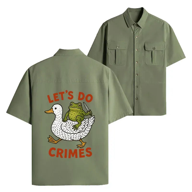 Kyoto-Lion Frog Ready To Commit Crime Work Shirt