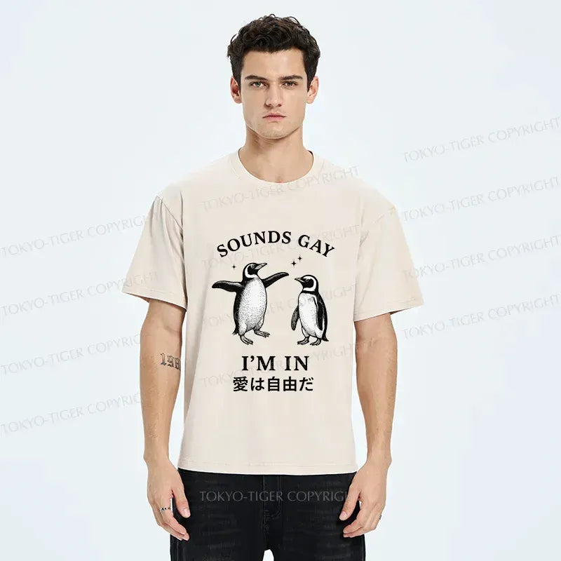 Washed Penguin T-Shirt for Daily Wear