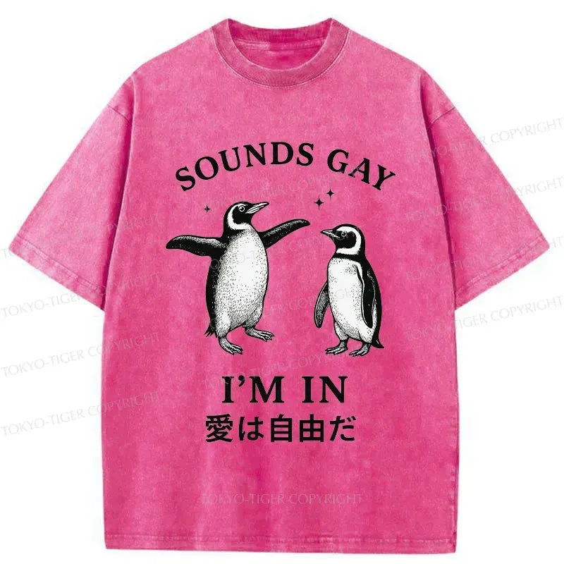 Washed Penguin T-Shirt for Daily Wear
