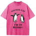 Washed Penguin T-Shirt for Daily Wear