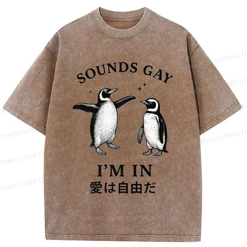 Washed Penguin T-Shirt for Daily Wear