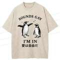 Kyoto-Lion Loving And Free Penguins Washed T-Shirt