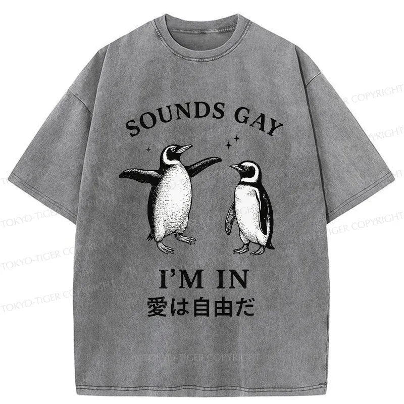 Washed Penguin T-Shirt for Daily Wear