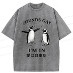 Washed Penguin T-Shirt for Daily Wear