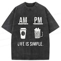 Kyoto-Lion Coffee In The Morning And Beer In The Evening Washed T-Shirt