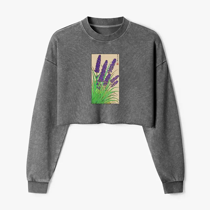 Japanese Lavender Crop Sweatshirt for Women