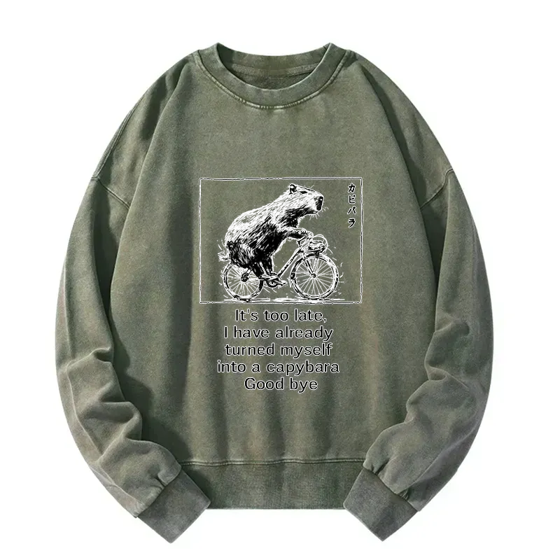funny capybara riding bicycle sweatshirt