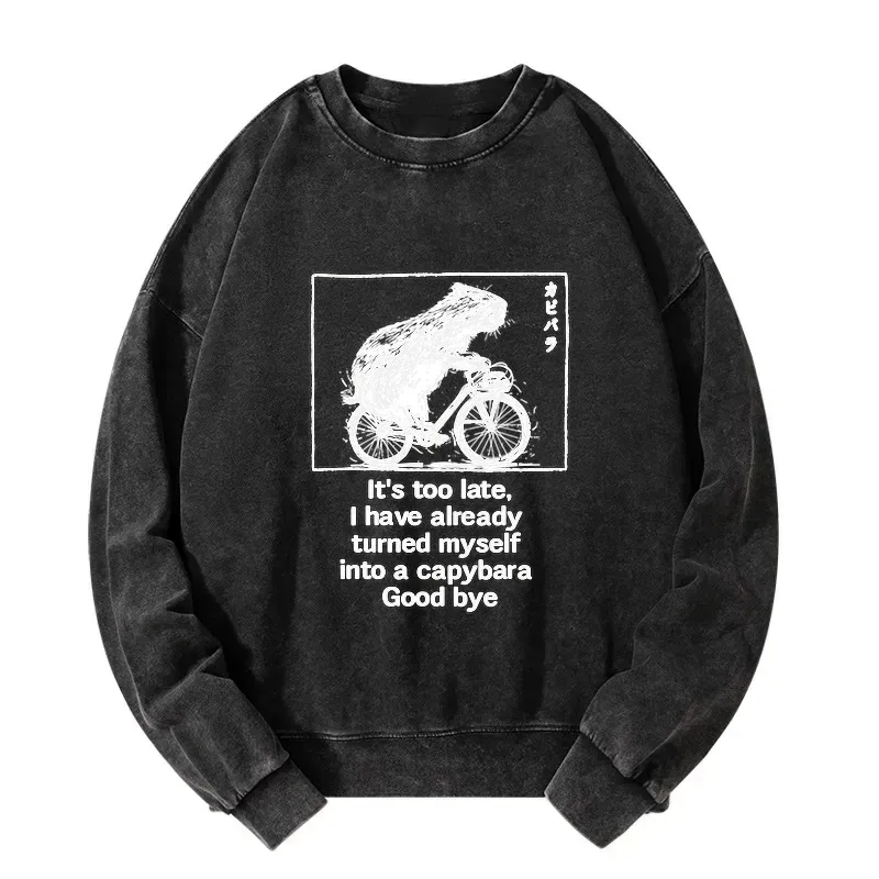 funny capybara riding bicycle sweatshirt