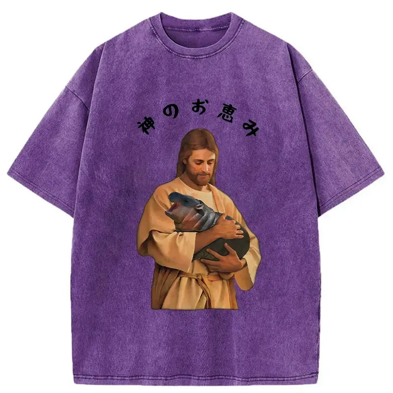 Kyoto-Lion God's Grace Washed T-Shirt