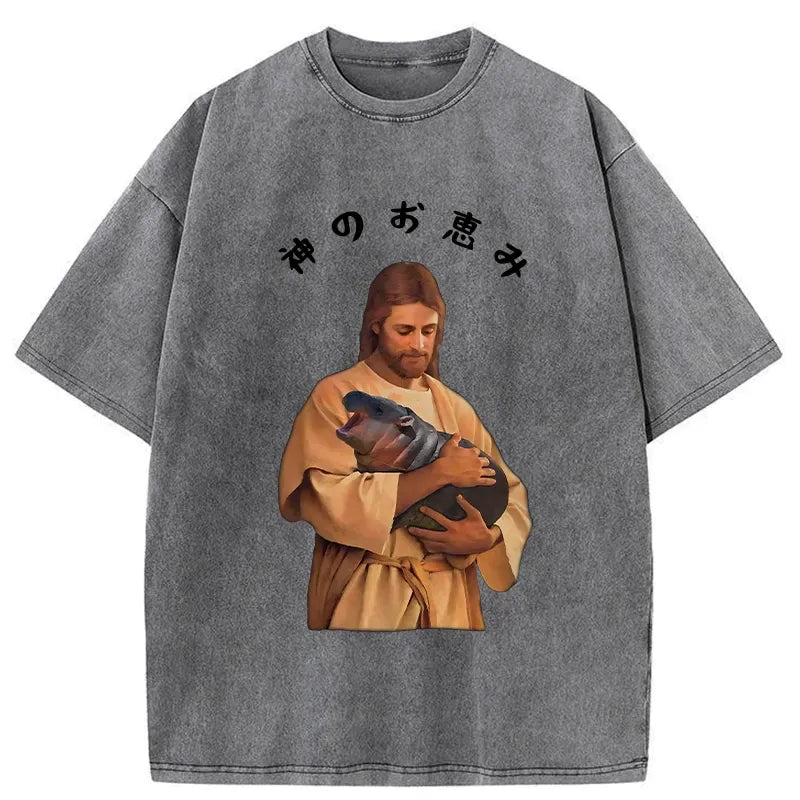 Kyoto-Lion God's Grace Washed T-Shirt