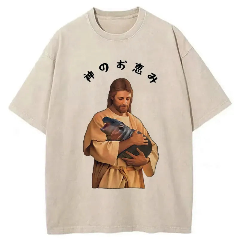 Kyoto-Lion God's Grace Washed T-Shirt