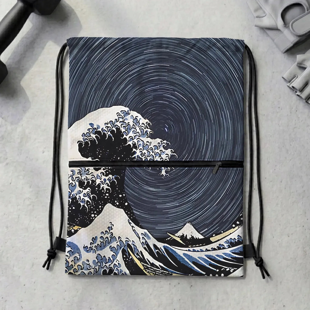 Kyoto-Lion Great Wave Drawstring Backpack