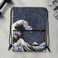 Kyoto-Lion Great Wave Drawstring Backpack