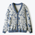 Kyoto-Lion Floral Adorned Animals In Harmony Ugly Cardigan Sweater